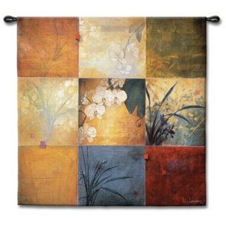 Bamboo Orchids Patchwork 53" Square Wall Tapestry   #J8703