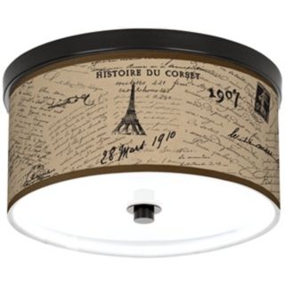 Letters To Paris Linen 10 1/4" Wide CFL Ceiling Light   #K2833 U1665