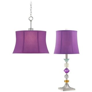 Purple Bijoux Table Lamp and Swag Set   #W3600