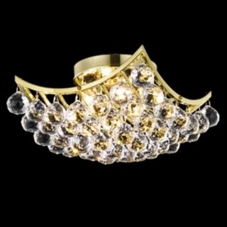 Corona 12" Square Gold and Crystal Ceiling Light   #Y3866