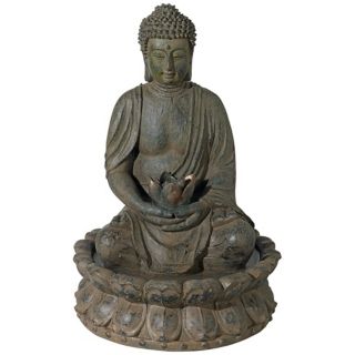 Meditating Buddha Antique Bronze LED Lighted Fountain   #R6054