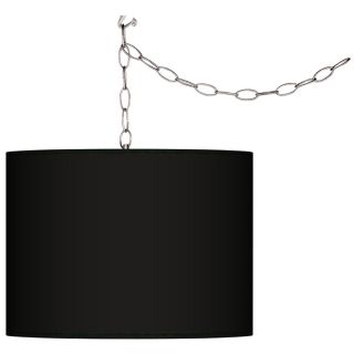 All Black Giclee Swag Style 13 1/2" Wide Plug In Chandelier   #F9542 J4832
