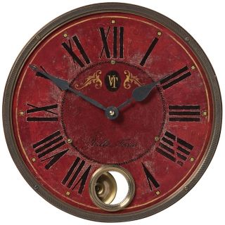 Villa Tesio Red 11" Wide Round Wall Clock   #R8156