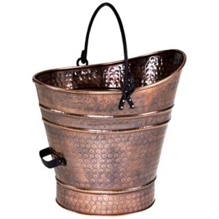 Antique Copper 14" High Iron Coal Hod or Pellet Bucket   #U9082