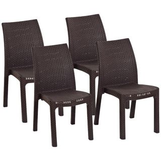 Atlantic Corfu Set of 4 Brown Stacking Dining Chairs   #X6440