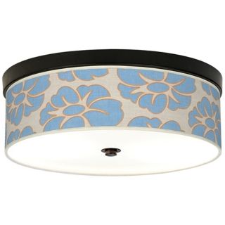 Floral Blue Silhouette 14" Wide CFL Bronze Ceiling Light   #H8795 T5803