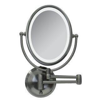 Satin Nickel LED 14 3/4" High Oval Wall Mount Mirror   #P4235