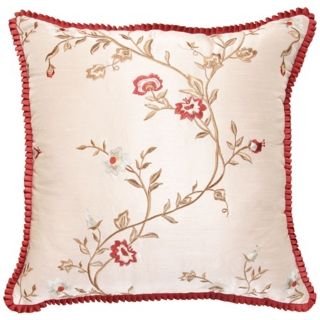 Cornelia Fringe Edge 18" Square Flower Decorative Pillow   #V9878