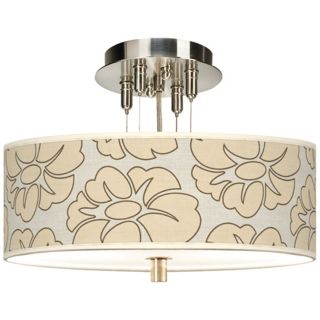 Floral Silhouette Giclee 14" Wide Semi Flush Ceiling Light   #55369 T5800