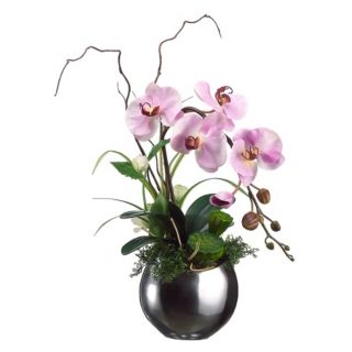 Orchid and Lotus Pod Faux Flower Arrangement   #M3505