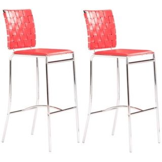 Set of 2 Criss Cross Counter Stool Red   #T2558