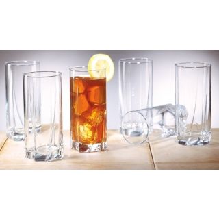 Clear mouth blown glass. Set of six. 15 1/2 oz. capacity.