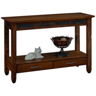 Rustic Oak and Slate Storage Console Table   #X8437