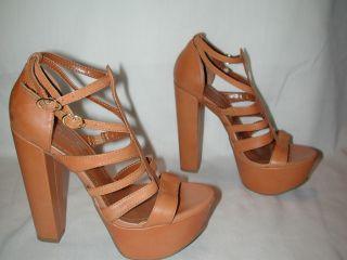 Jessica Simpson $94 JS Fawnna Chunky High Heel Platform Sandals Tan 7