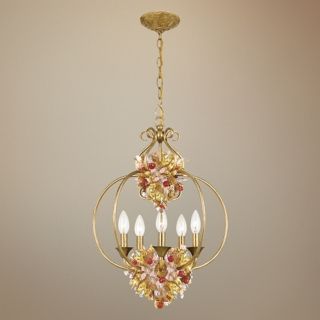 Crystorama Fiore Antique Gold Leaf 17" Wide Chandelier   #R0088