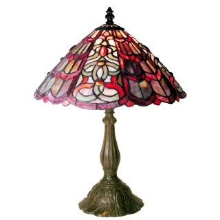 Raspberry Swirl Tiffany Style 18" High Table Lamp   #J6592