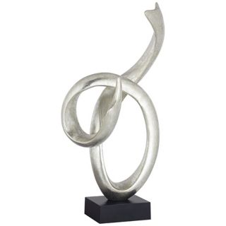 Silver Ribbon Twist Sculpture On Stand   #R9339