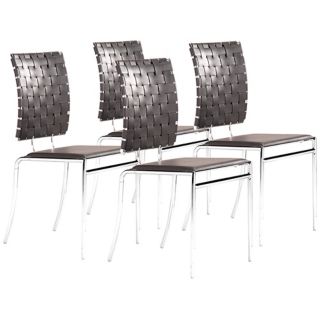 Zuo Set of 4 Criss Cross Dining Black Chairs   #T2548