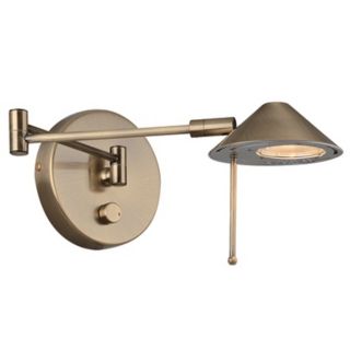 Lite Source Antique Brass Dimmable Halogen Plug in Swing Arm   #H6437