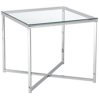 Cross End Square Chrome  Accent Table   #W4166