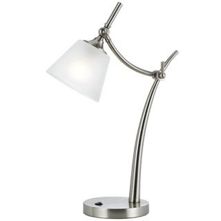 Brushed Steel Finish Glass Shade Adjustable Desk Lamp   #T8662