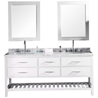 London 72" Wide White Marble Double Sink Vanity   #X3136