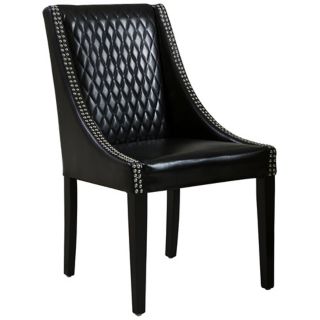 Mandolin Quilted Black Leather Accent Chair   #X9182