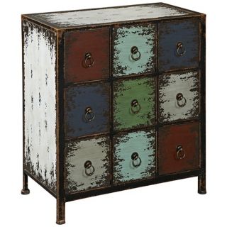 Parcel 9 Drawer Rustic Industrial Console Chest   #W9140
