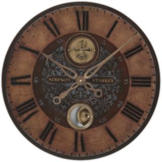 Simpson Starkey Brown 23" Wide Round Wall Clock   #R8152