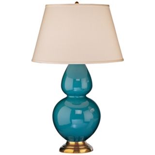 Robert Abbey 31" Peacock Blue Ceramic and Brass Table Lamp   #G6649