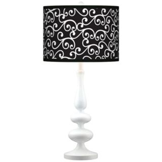 Curlicue Black Giclee Paley White Table Lamp   #N5729 P9030