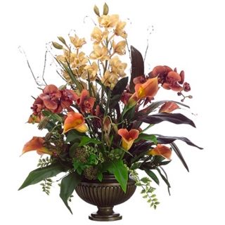 Orchids and Calla Lilies in Urn Faux Flowers   #N6702