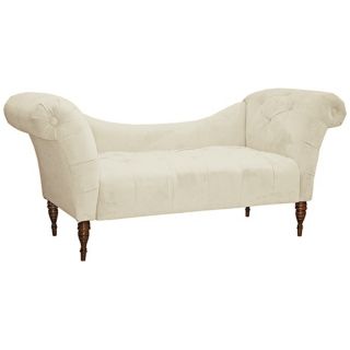 Antique White Tufted Velvet Chaise   #X5750