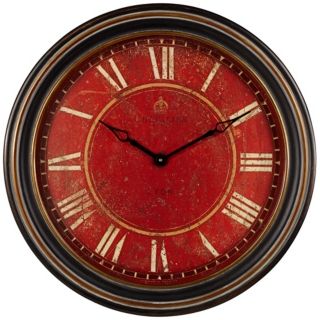 Uttermost Chevalier 27 1/2" Wide Antique Red Wall Clock   #V6222