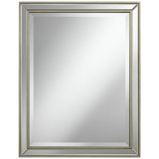 Beveled 32" High Antique Silver Wilton Wall Mirror   #X6446