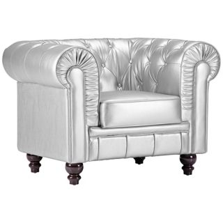 Zuo Aristocrat Silver Leatherette Armchair   #T2667