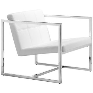 Zuo Carbon White Leatherette and Chrome Frame Chair   #K0726