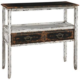 Parcel Collection 2 Drawer Distressed White Console Table   #X4035
