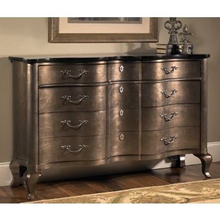 Noble Silver Leaf and Bronze 3 Drawer Console   #W2679