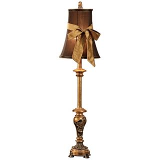Renaissance Antique Black and Gold Tall Buffet Lamp   #J1244