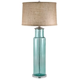 Recycled Aqua Glass Table Lamp   #V2595