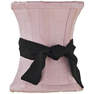 Pink Hourglass Shade with Black Sash 3.75x3.75x5   #Y4377