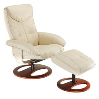 Newport Vanilla Swivel Recliner and Slanted Ottoman   #K7868