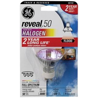 GE Reveal 50 Watt GU10 Halogen Light Bulb   #34486