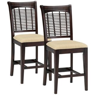 Set of 2 Hillsdale Dark Cherry Bayberry 24" Counter Stools   #U5372