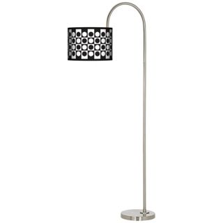 Black and White Dotted Squares Arc Tempo Giclee Floor Lamp   #M3882 N0338