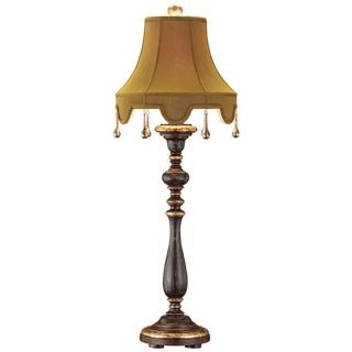 John Richard Gold and Black Turned Candlestick Table Lamp   #P1166