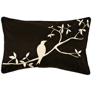 Surya Black and Beige Bird Lumbar Pillow   #J8421