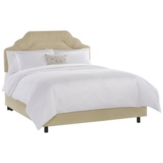 Shirred Headboard Buckwheat Velvet Bed (King)   #P2519