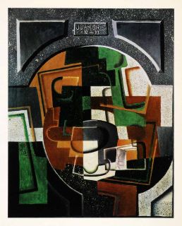 1969 Tipped in Print Cubism Juan Gris Still Life Plaque Abstraction